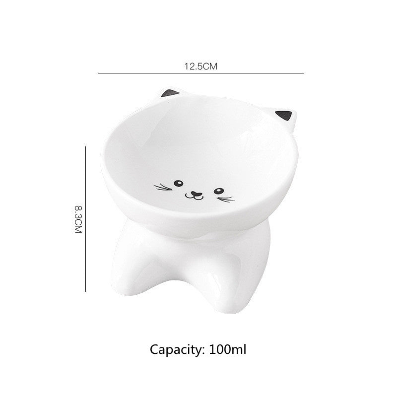 Ceramic Small Cat Face Shape Pet Food Bowl