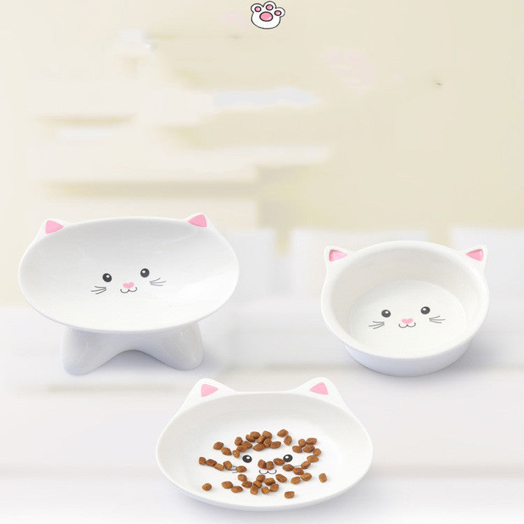 Ceramic Small Cat Face Shape Pet Food Bowl