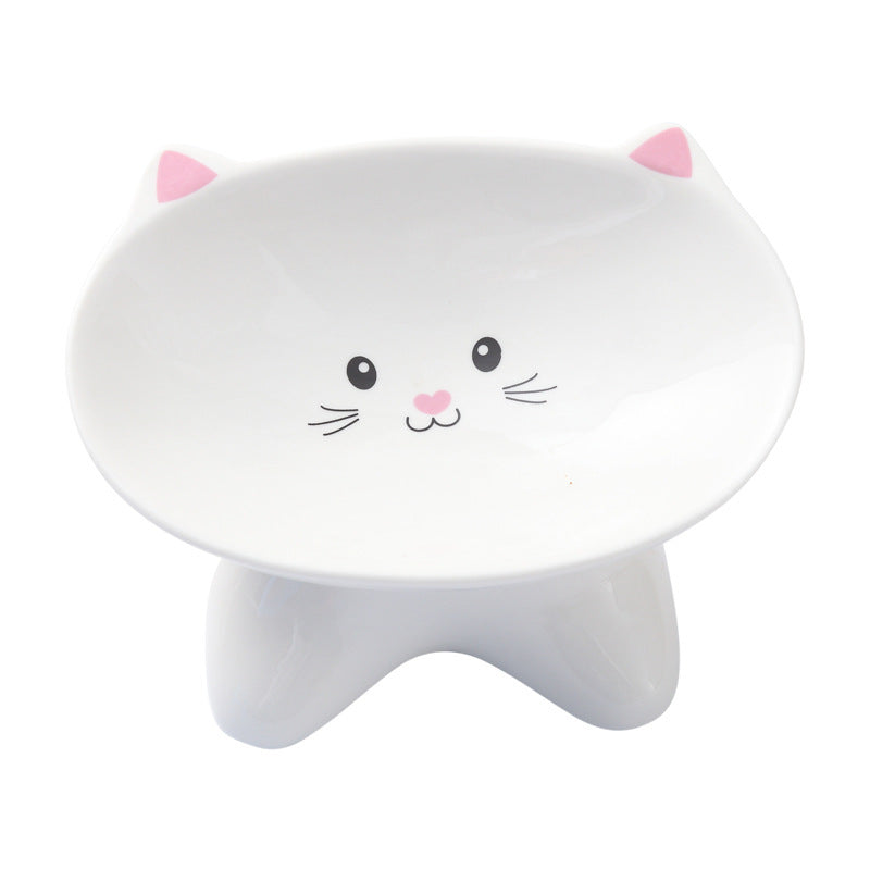 Ceramic Small Cat Face Shape Pet Food Bowl