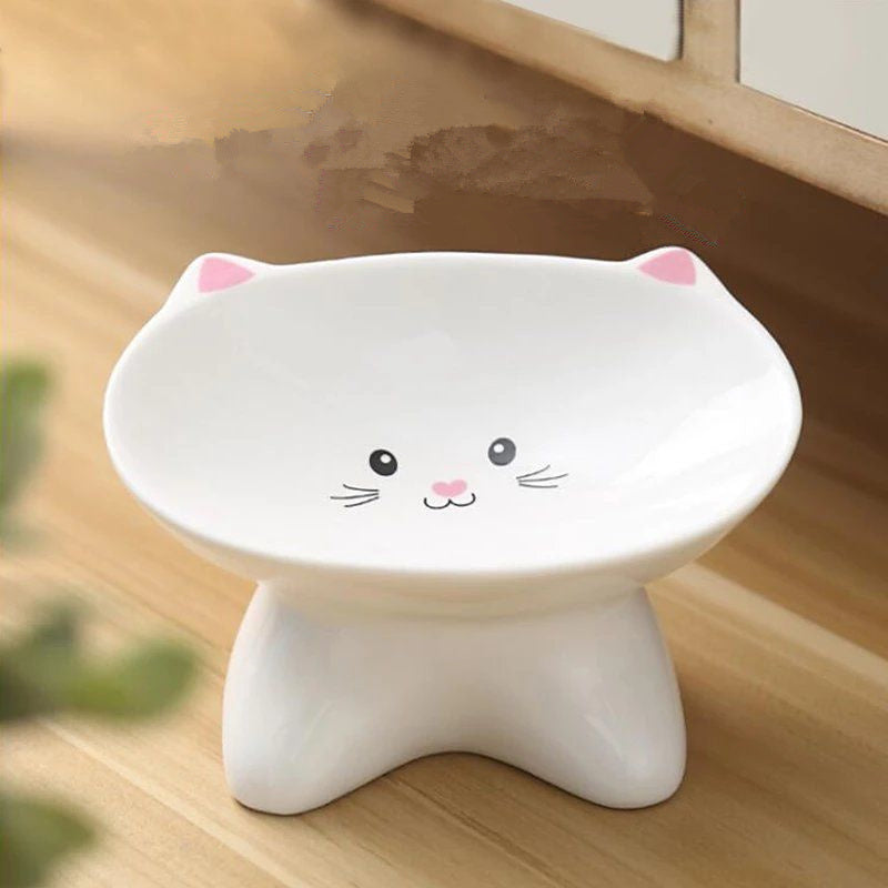 Ceramic Small Cat Face Shape Pet Food Bowl