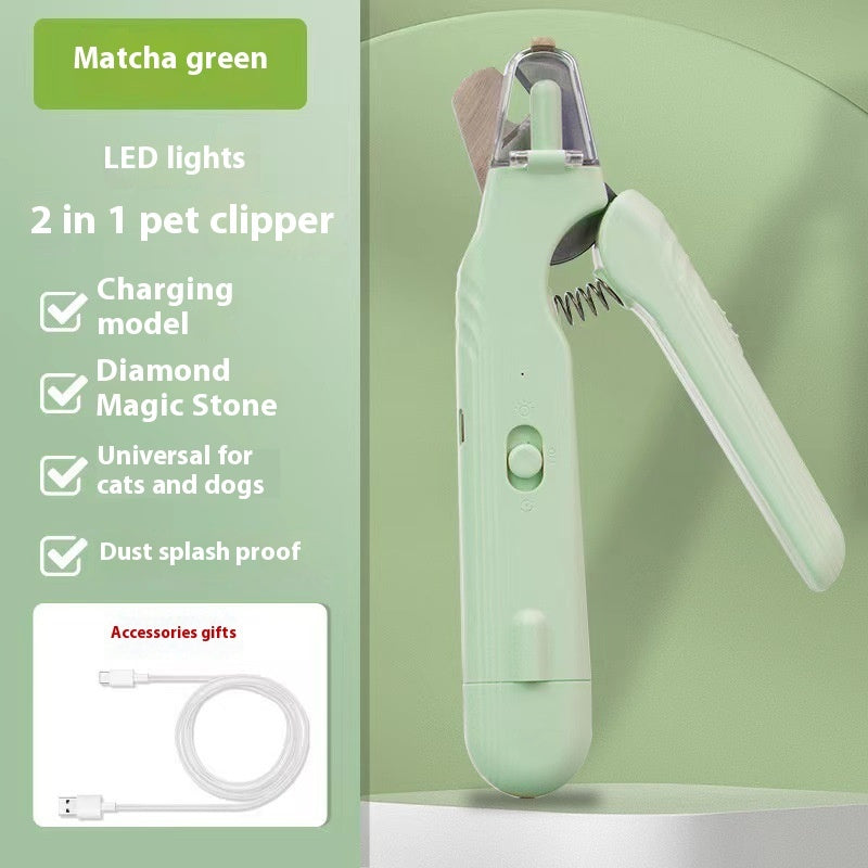 2-in-1 Pet Nail Clippers with LED Light