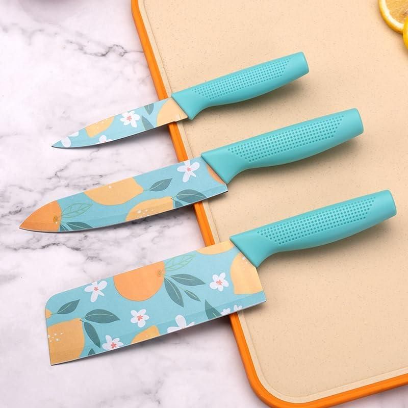 Floral Stainless Steel 3-Piece Kitchen Knife Set
