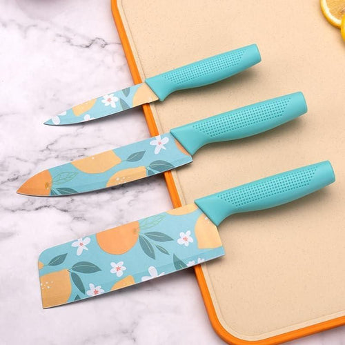 Floral Stainless Steel 3-Piece Kitchen Knife Set
