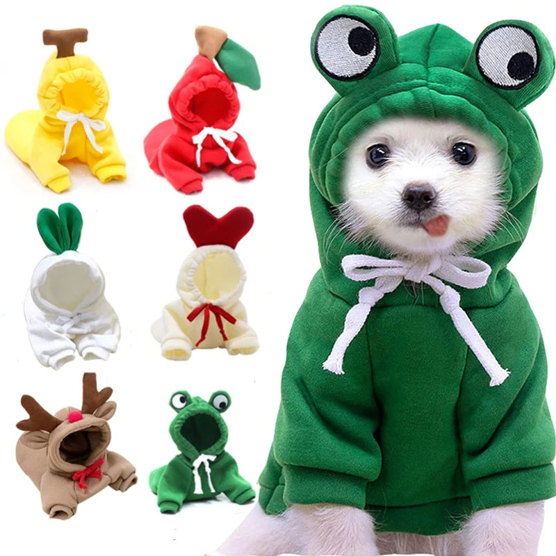 Cute Fruit Hoodie for Small Dogs & Cats – Winter Warm Fleece Outfit