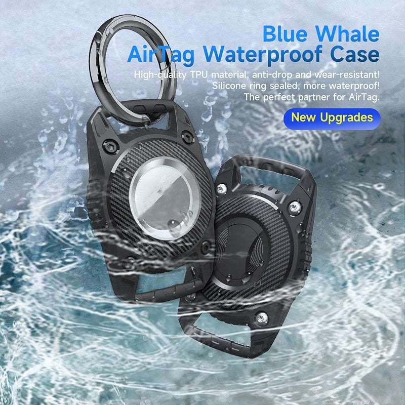 Blue Whale Airtag Waterproof Case with water splash effect