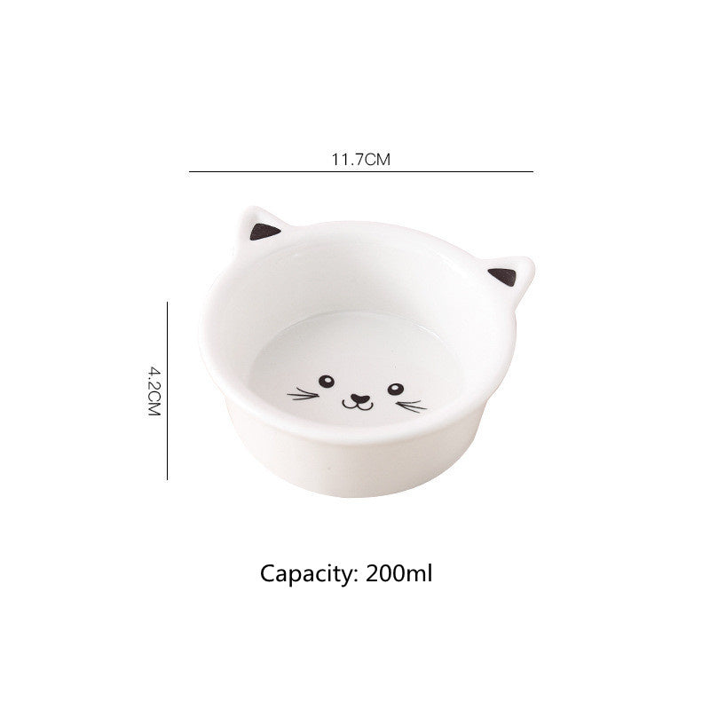 Ceramic Small Cat Face Shape Pet Food Bowl